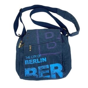 Robin Ruth Crossbody Shoulder Bag Berlin Blue Canvas Adjustable Strap